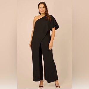 Adrianna Papell Black One-Shoulder Jumpsuit